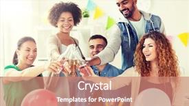  Presentation with corporate celebration - PPT layouts with alcoholic drinks at office party background and a coral colored foreground