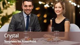  Presentation with diverse group of smiling people giving thumbs up - Theme featuring alcoholic red wine at restaurant background and a tawny brown colored foreground