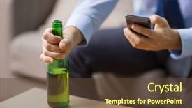  Presentation with alcohol addiction - Colorful presentation theme enhanced with alcoholism alcohol addiction and people backdrop and a tawny brown colored foreground