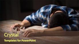  Presentation with dependent - Beautiful slide set featuring alcoholism alcohol addiction and people backdrop and a tawny brown colored foreground