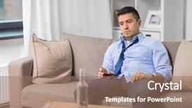  Presentation with alcohol addiction - PPT theme featuring alcoholism alcohol addiction and people background and a coral colored foreground