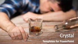  Presentation with alcohol addiction - Beautiful PPT theme featuring alcoholism alcohol addiction and people backdrop and a coral colored foreground