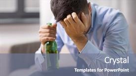  Presentation with alcohol addiction - Beautiful slide deck featuring alcoholism alcohol addiction and people backdrop and a gray colored foreground