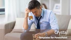  Presentation with alcohol addiction - PPT layouts featuring alcoholism alcohol addiction and people background and a violet colored foreground