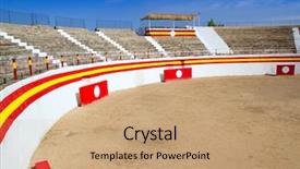  Presentation with blue sky at cook islands - Slides enhanced with alcudia mallorca plaza de toros bullring under blue sky in spain balearic islands background and a coral colored foreground