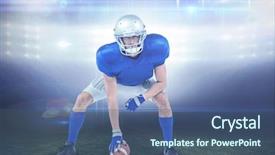  Presentation with alert - PPT layouts having alert american football player in attack stance against american football arena background and a ocean colored foreground