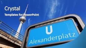  Presentation with television - Presentation consisting of alex - u-bahn alexanderplatz sign and television background and a teal colored foreground