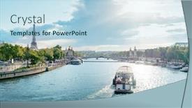  Presentation with eiffel tower paris france - Cool new PPT theme with alexander-iii-bridge-and-eiffel backdrop and a sky blue colored foreground