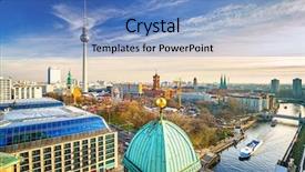  Presentation with top view of amazon river - Beautiful presentation theme featuring alexanderplatz and spree river berlin backdrop and a teal colored foreground