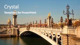  Presentation with paris france - Amazing PPT theme having alexandre iii bridge and napoleon backdrop and a teal colored foreground