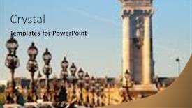  Presentation with paris france - PPT layouts with alexandre-iii-bridge-in-paris background and a light blue colored foreground