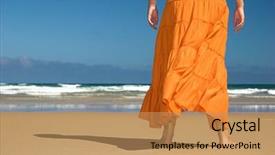  Presentation with orange - Cool new slide set with alf woman with a orange backdrop and a coral colored foreground