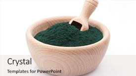  Presentation with white healthy food - Presentation consisting of bowl of spirulina on white background and a soft green colored foreground