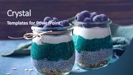  Presentation with spirulina - Slides having spirulina pudding with blueberries background and a tawny brown colored foreground