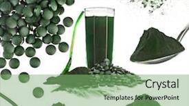  Presentation with algae - Colorful PPT theme enhanced with algae powder glass drink nutrition backdrop and a seafoam green colored foreground