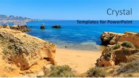  Presentation with algarve - Slides featuring algarve-beach-in-portugal-atlantic background and a light blue colored foreground