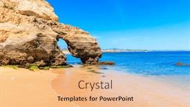  Presentation with turquoise beach - Presentation with algarve-beach-with-turquoise-water background and a coral colored foreground