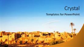  Presentation with oasis - Theme having algeria - oasis in sahara desert africa background and a light blue colored foreground