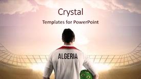  Presentation with football blue - Beautiful PPT layouts featuring algeria football player holding ball backdrop and a lemonade colored foreground