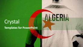  Presentation with football - Cool new slide set with algeria football player holding ball backdrop and a forest green colored foreground