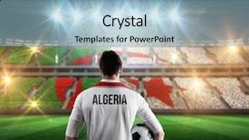  Presentation with football stadium - Slide set featuring algeria football player holding ball background and a light blue colored foreground