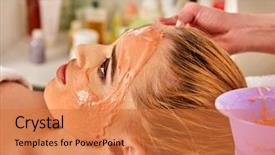  Presentation with beauty cosmetic - Beautiful presentation design featuring alginate - collagen face mask facial skin backdrop and a  colored foreground