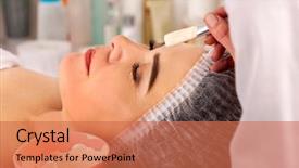  Presentation with beauty cosmetic - Audience pleasing presentation theme consisting of alginate - collagen face mask facial skin backdrop and a coral colored foreground