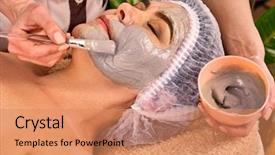  Presentation with beauty cosmetic - Beautiful slide set featuring alginate - collagen face mask facial skin backdrop and a coral colored foreground