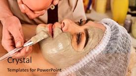  Presentation with face mask - PPT theme enhanced with alginate - collagen face mask facial skin background and a  colored foreground