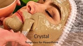  Presentation with face mask - Theme with alginate - collagen face mask facial skin background and a  colored foreground