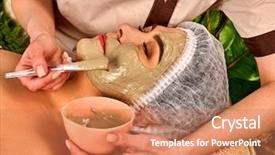 Presentation with beauty cosmetic - Slide set consisting of alginate - collagen face mask facial skin background and a coral colored foreground