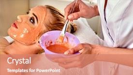  Presentation with beauty cosmetic - Theme consisting of alginate - collagen face mask facial skin background and a  colored foreground