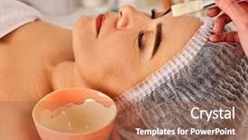  Presentation with natural cosmetic - PPT layouts having alginate - collagen facial mask for skin background and a coral colored foreground