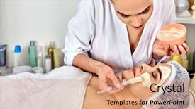  Presentation with collagen - Audience pleasing slides consisting of alginate - collagen facial mask of mud backdrop and a coral colored foreground