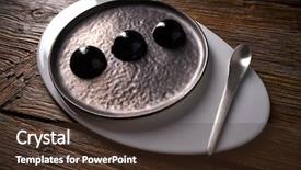  Presentation with molecular - Slide deck featuring alginate - molecular cuisine concept spheritions black background and a tawny brown colored foreground