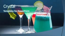  Presentation with caviar - Slides having alginate - molecular mixology - four cocktail background and a ocean colored foreground