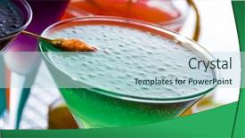  Presentation with molecular diagnosis - Slide set consisting of alginate - molecular mixology - fresh cocktail background and a  colored foreground