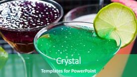  Presentation with whisky - Slide set consisting of alginate - molecular mixology - whisky strawberry background and a ocean colored foreground