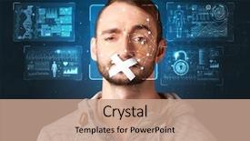  Presentation with face recognition - Presentation theme having algorithm - biometric verification the concept background and a coral colored foreground