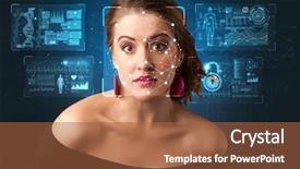  Presentation with new technology - Cool new slide set with algorithm - biometric verification the concept backdrop and a red colored foreground