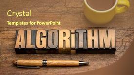  Presentation with algorithm - Slide set having algorithm-word-abstract-in-vintage background and a tawny brown colored foreground