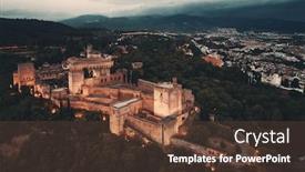  Presentation with historical buildings - Beautiful PPT theme featuring alhambra-aerial-view-at-night backdrop and a tawny brown colored foreground