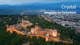  Presentation with historical buildings - PPT theme featuring alhambra-aerial-view-at-night background and a teal colored foreground