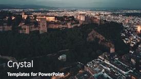  Presentation with granada - Beautiful presentation design featuring alhambra-aerial-view-at-night backdrop and a dark gray colored foreground