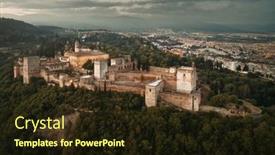  Presentation with granada - Slide deck consisting of alhambra-aerial-view-at-night background and a wine colored foreground