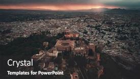  Presentation with historical buildings - PPT layouts having alhambra-aerial-view-at-sunrise background and a dark gray colored foreground