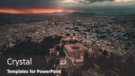  Presentation with granada - Colorful presentation theme enhanced with alhambra-aerial-view-at-sunrise backdrop and a dark gray colored foreground