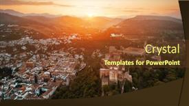  Presentation with granada - Amazing slide set having alhambra-aerial-view-at-sunrise backdrop and a tawny brown colored foreground