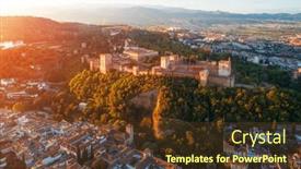  Presentation with granada - PPT layouts featuring alhambra-aerial-view-at-sunrise background and a tawny brown colored foreground