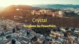  Presentation with granada - Colorful presentation design enhanced with alhambra-aerial-view-at-sunrise backdrop and a tawny brown colored foreground